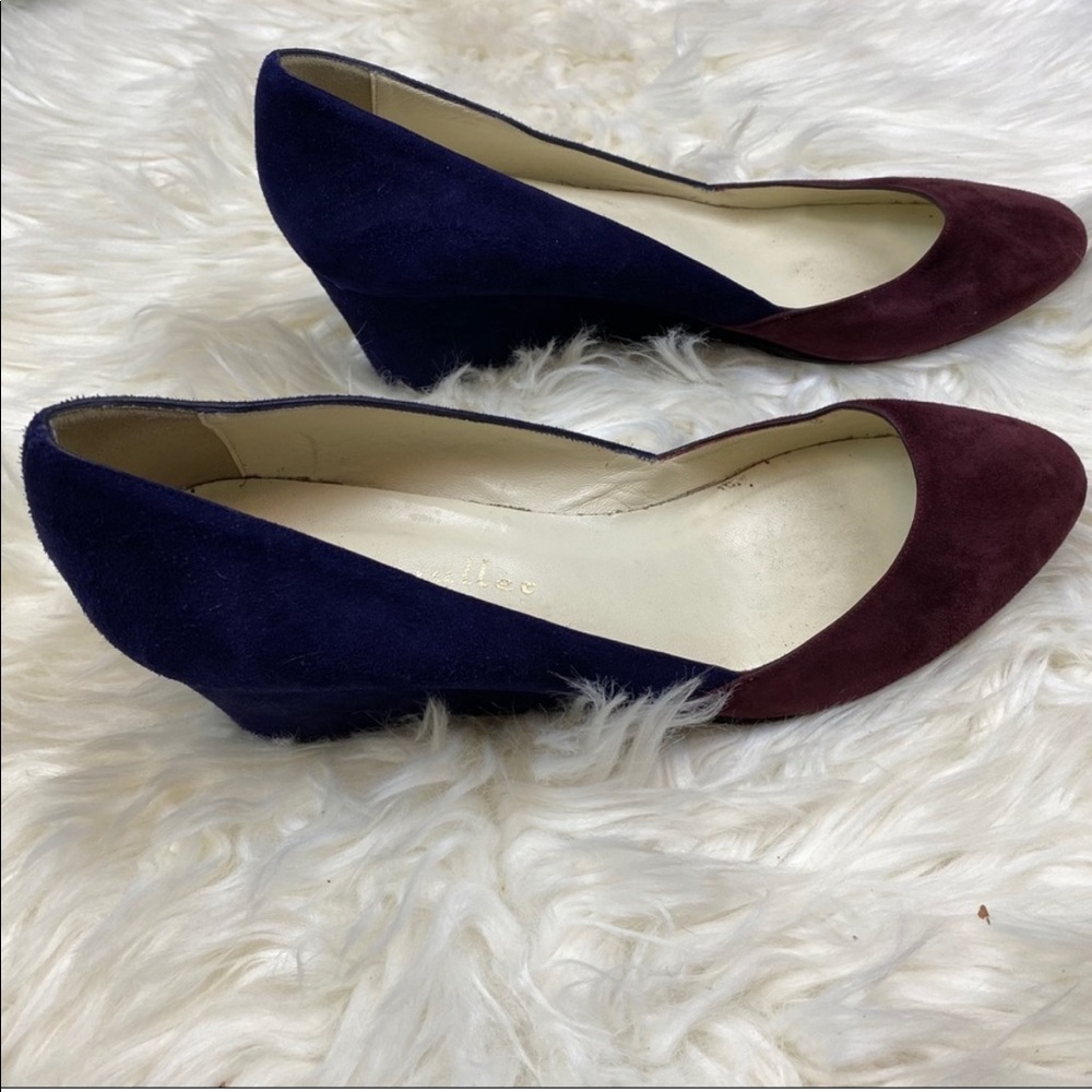 Bettye Muller Size 8.5 Suede TwoTone Blue & Purple Wedges